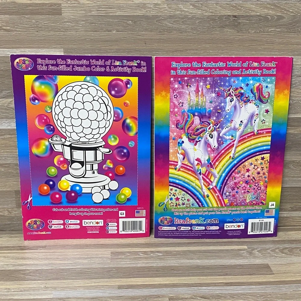 Lisa Frank stickers Colorful Puppy and Unicorn Activity Books